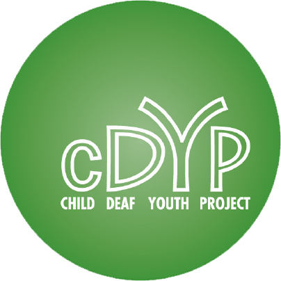 Green circular logo with the letters "CDYP" and the words "Child Deaf Youth Project" written below in white text.