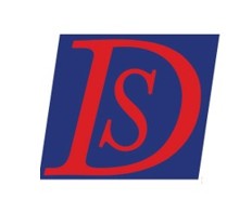 A blue slanted square with large red letters "D" and "S" overlapping in the centre.