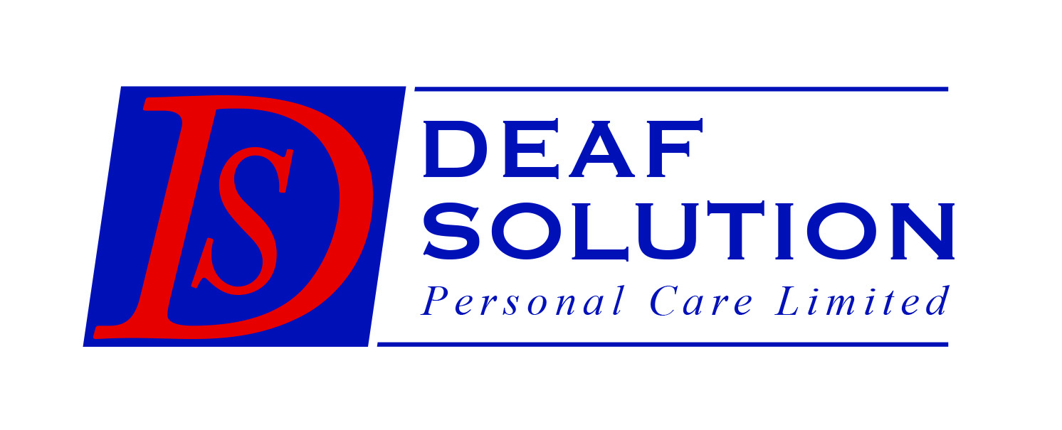 Logo for Deaf Solution Personal Care Limited, featuring large red "DS" letters on a blue square, with the company name in blue text to the right.