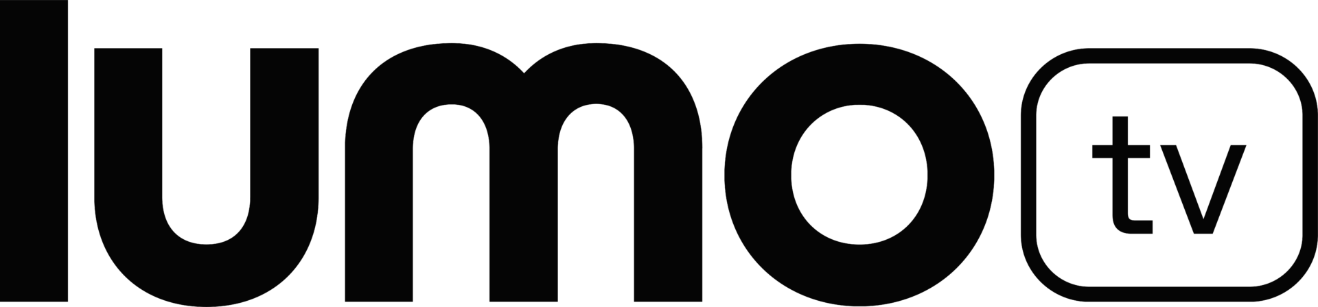The image displays the "lumo tv" logo in black, with "lumo" in lowercase and "tv" inside a rounded rectangle.