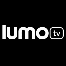 The word "lumo" in lowercase white letters is next to a rounded rectangle containing "tv" on a black background.