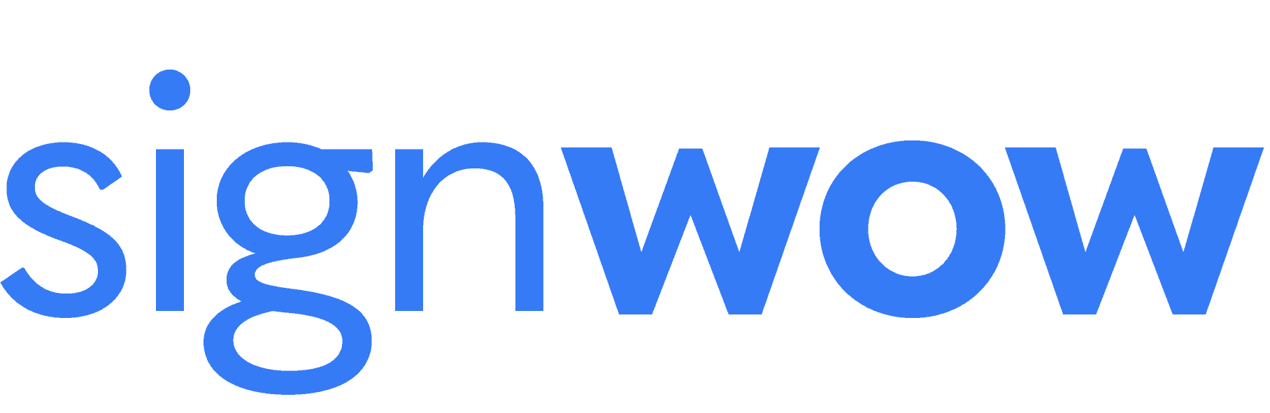 The word "signwow" is written in lowercase blue letters on a light gray background.