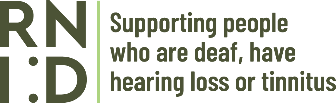 RNID logo with the text: "Supporting people who are deaf, have hearing loss or tinnitus.