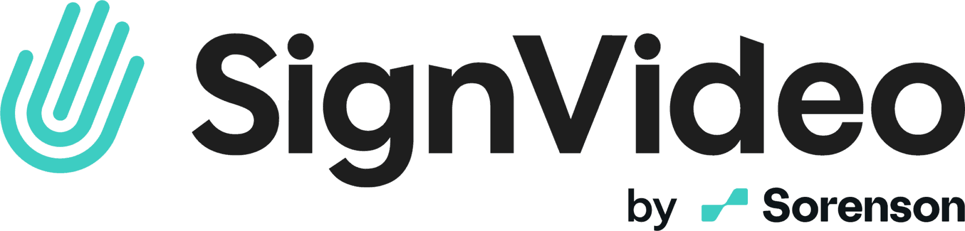 SignVideo logo with a turquoise hand icon followed by the words "SignVideo by Sorenson" in black and turquoise text on a white background.