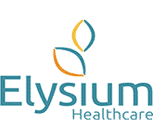 Elysium Healthcare logo with two stylized leaf shapes above the company name in blue and orange text.